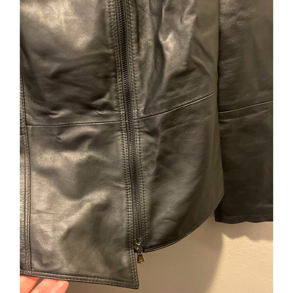 Authentic Vintage De Luxe Italian Black Leather Jacket Sz Women 44 M Zippers - Picture 6 of 12